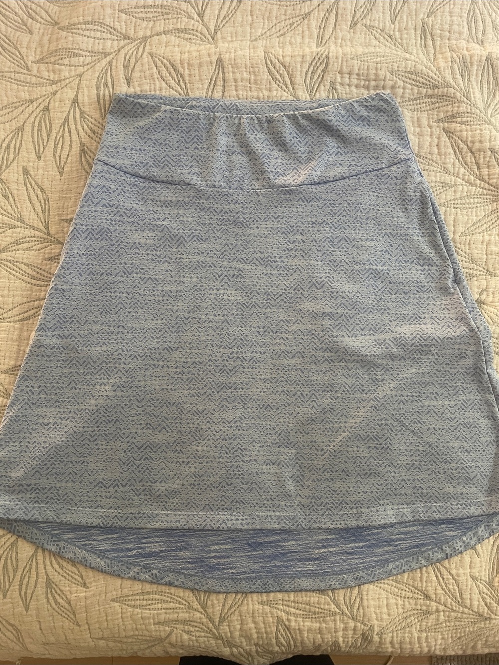 MPG Light Blue High-Low Skirt with Subtle Chevron Texture